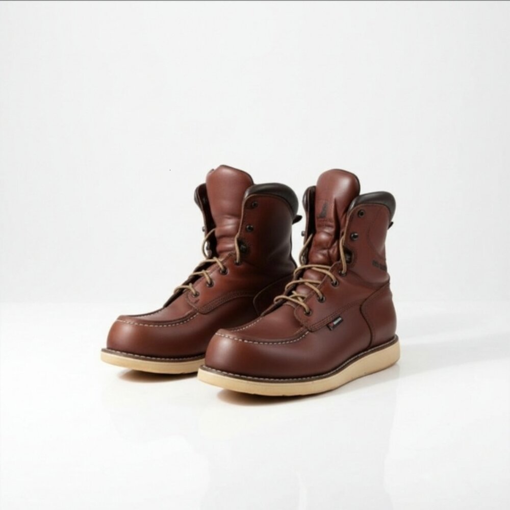Red Wing Steel Toe Moc Toe Work Boots Brown